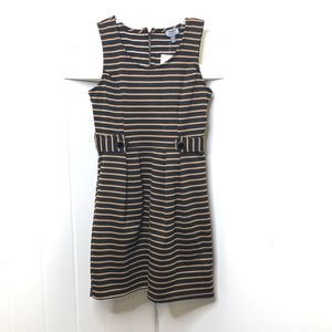 Paris LA BlackTan Stripe Sleeveless Form Fit Dress